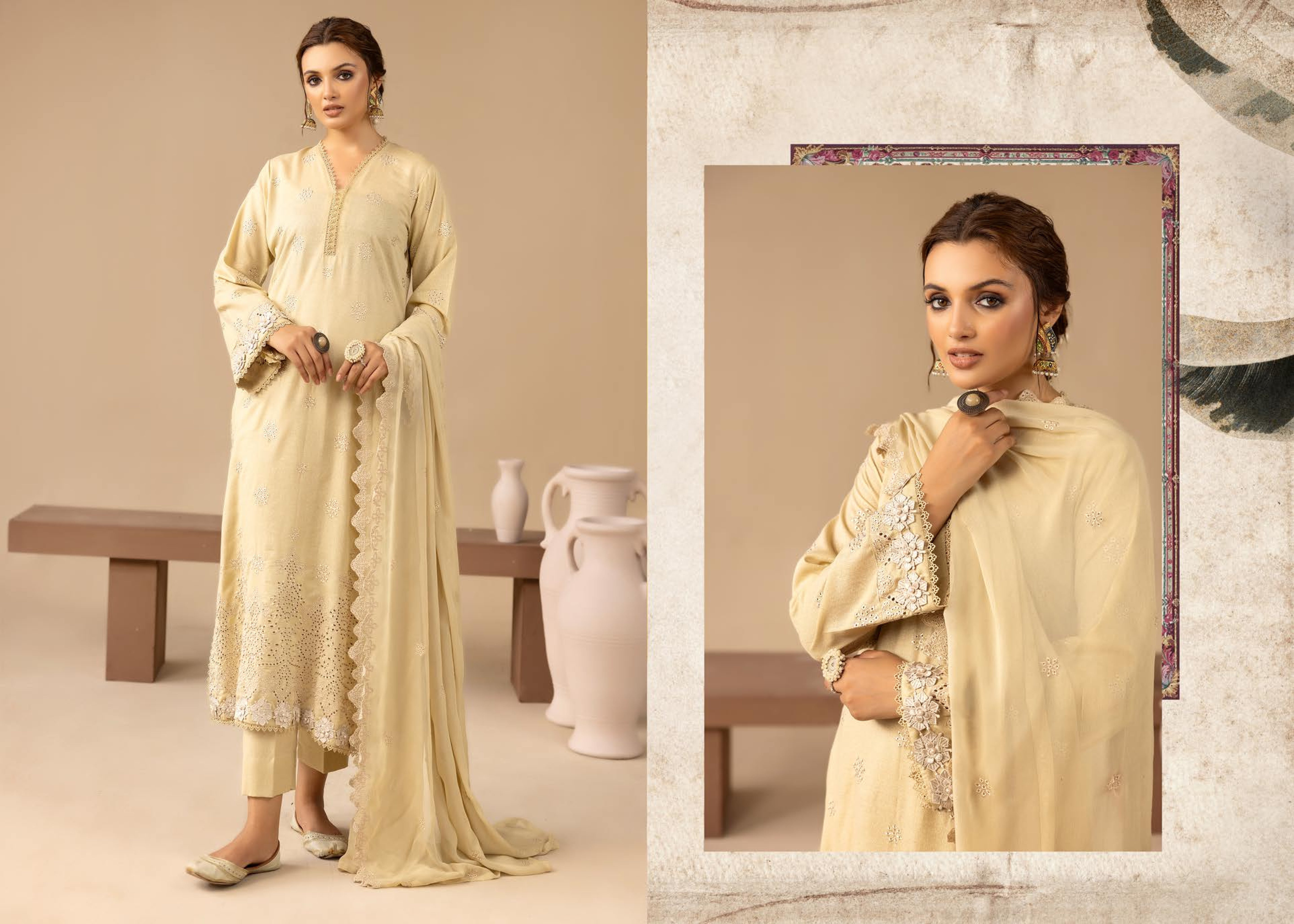 Anchal Embroidered Karandi 3 Piece Suit (AK-208)