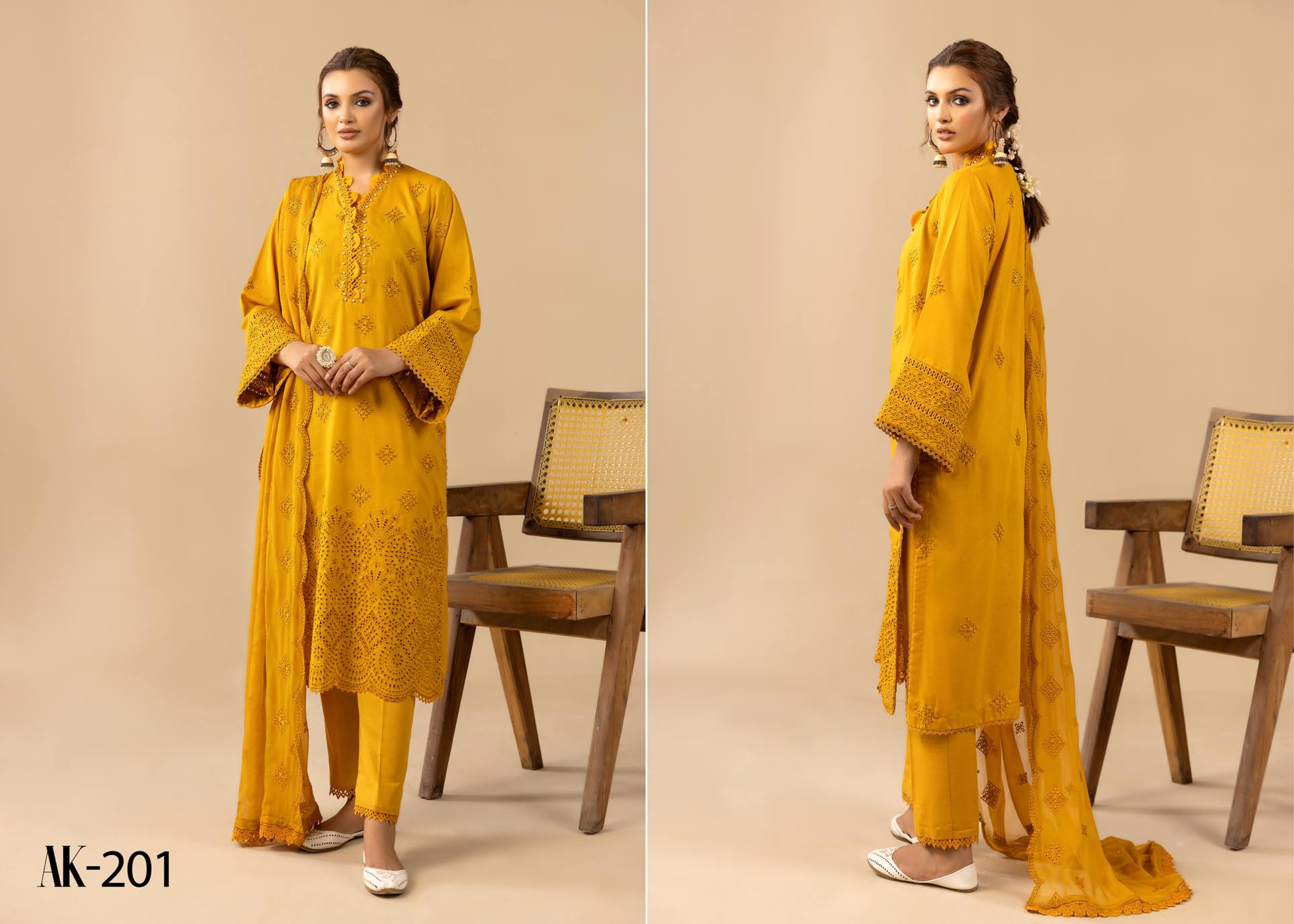 Anchal Embroidered Karandi 3 Piece Suit (AK-201)