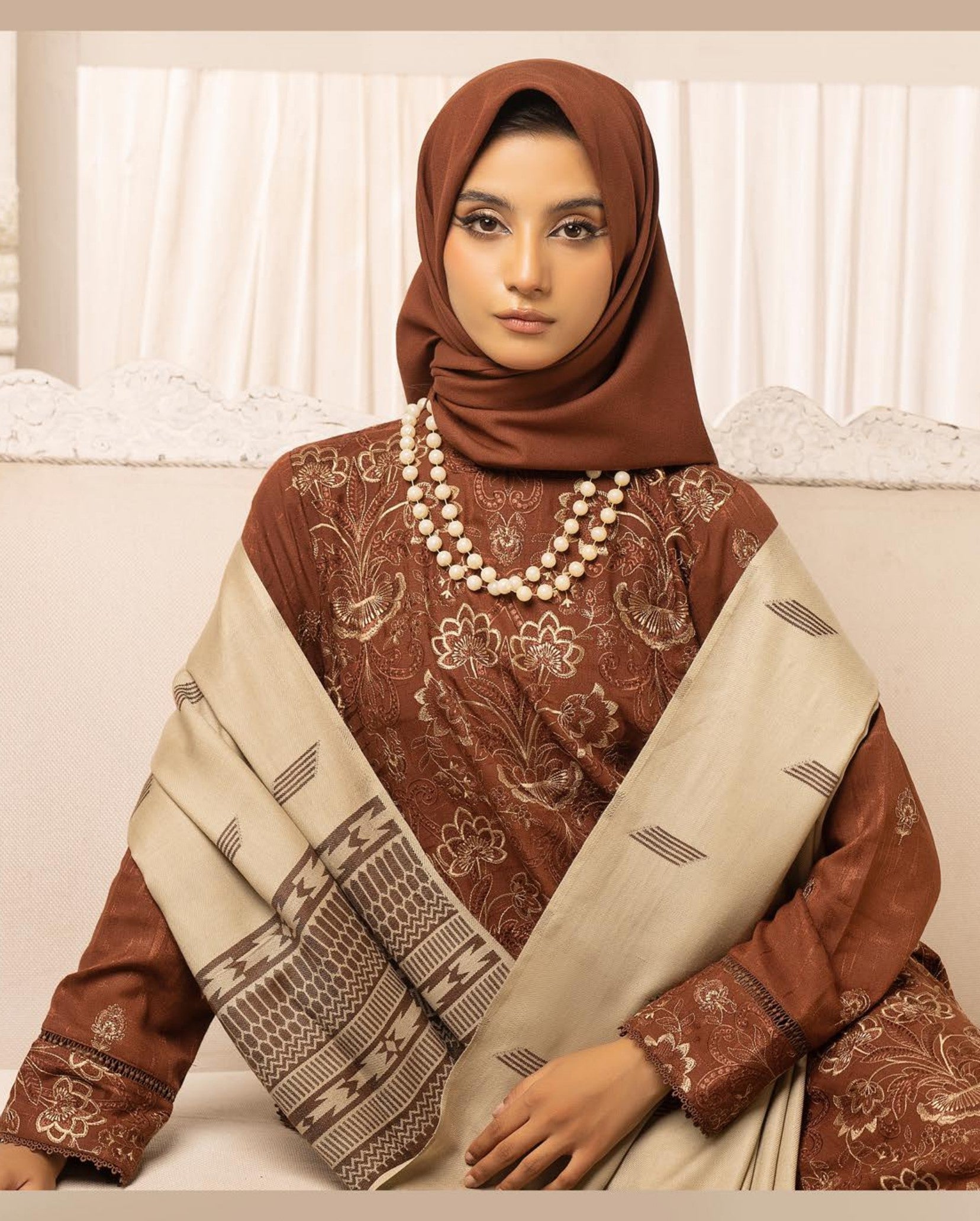 DUKHTER EMBROIDERED PEACH LEATHER COLLECTION (04)