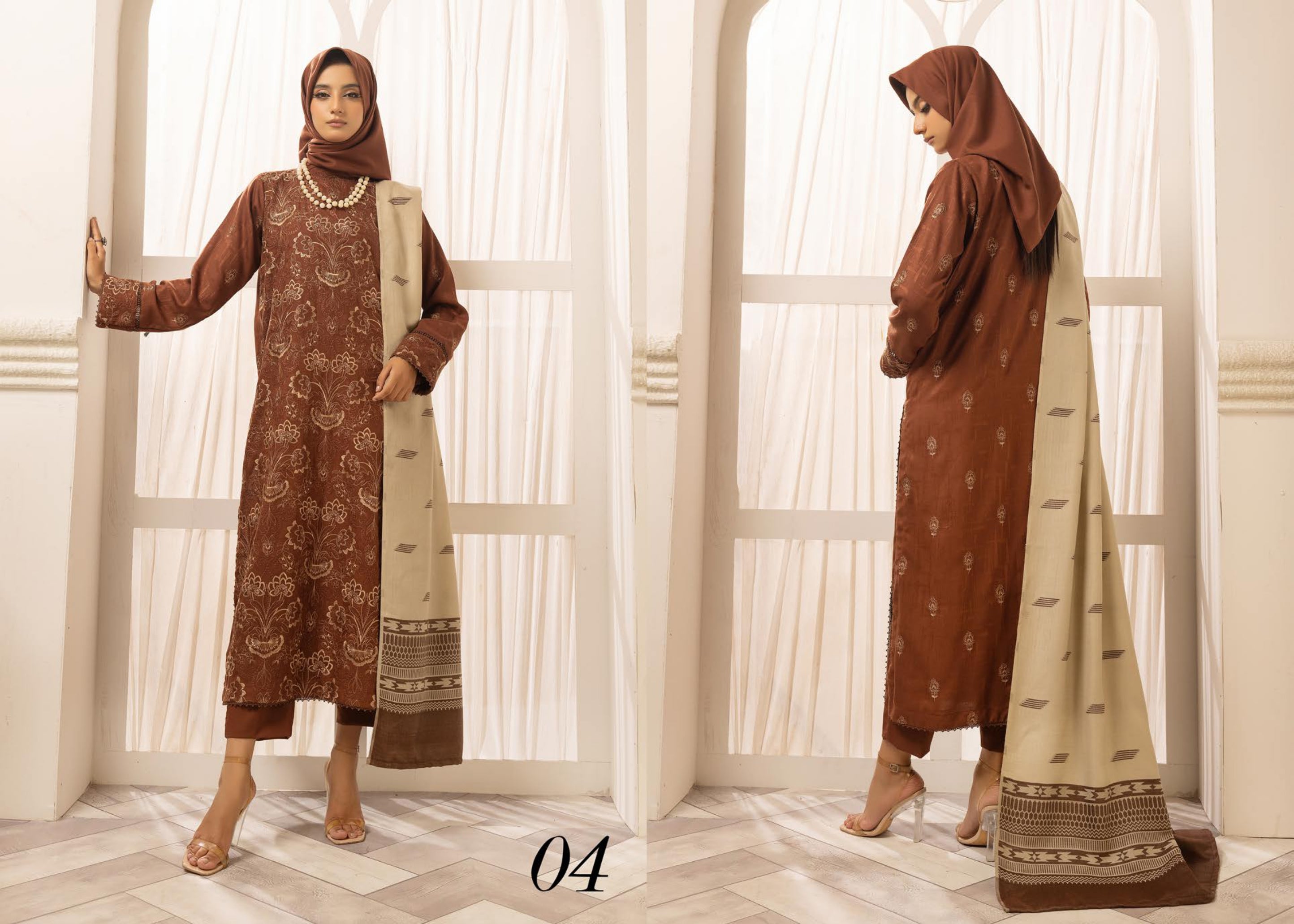 DUKHTER EMBROIDERED PEACH LEATHER COLLECTION (04)