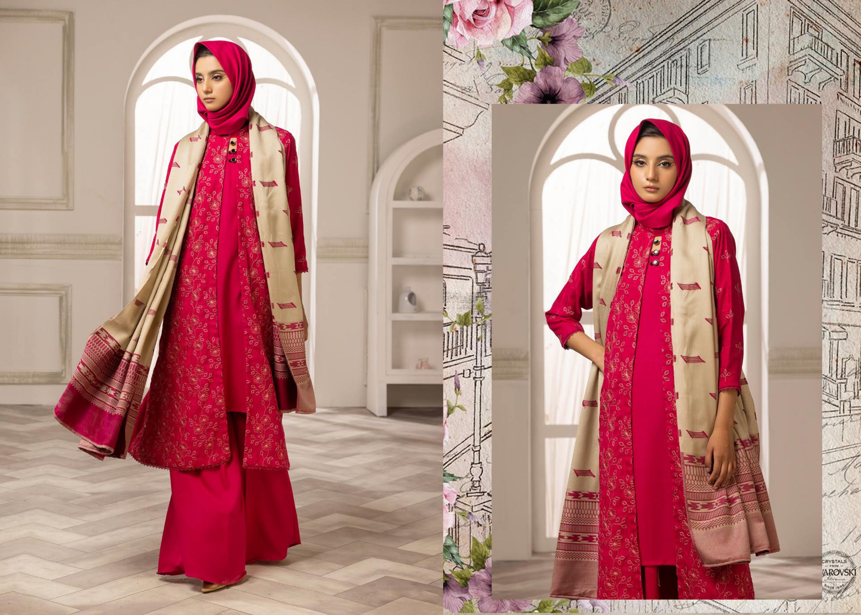 DUKHTER EMBROIDERED PEACH LEATHER COLLECTION (05)