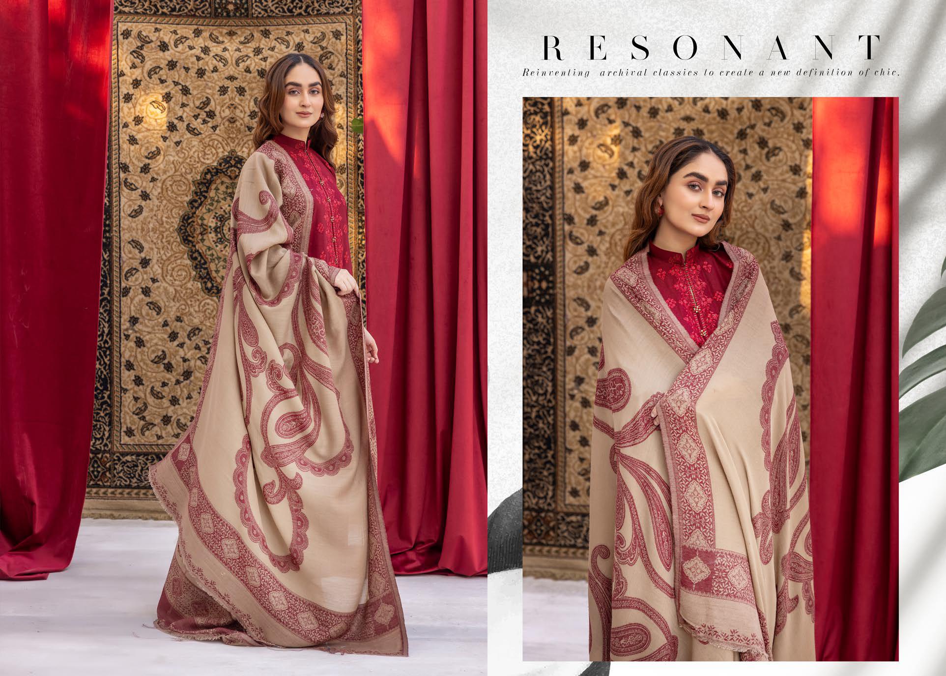 Anchal Embroidery Peach Leather 3 Piece Suit with Sawati Shawl (AS-10)