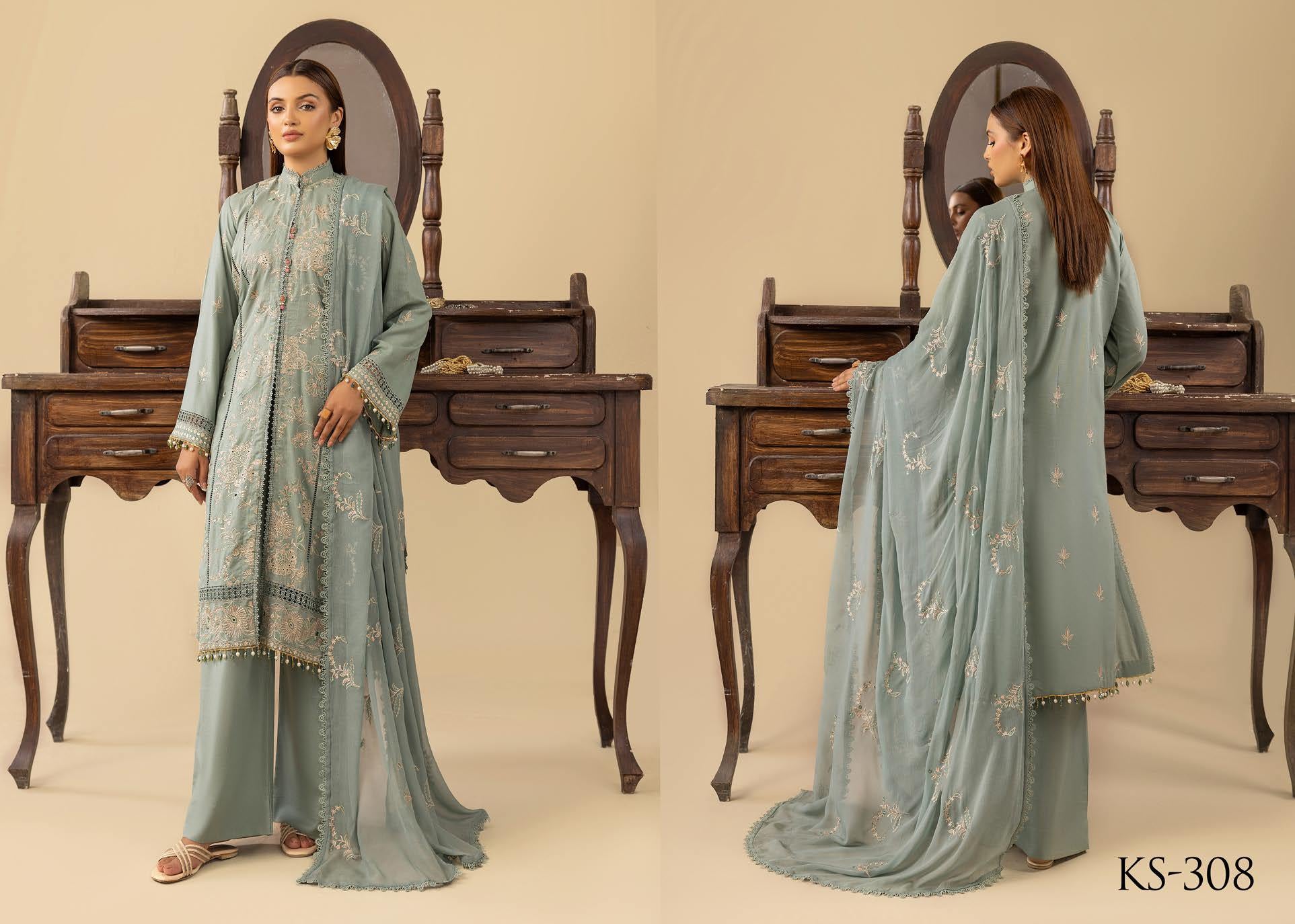 Shaamiyana Signature Karandi 3 Piece Suit (KS-308)