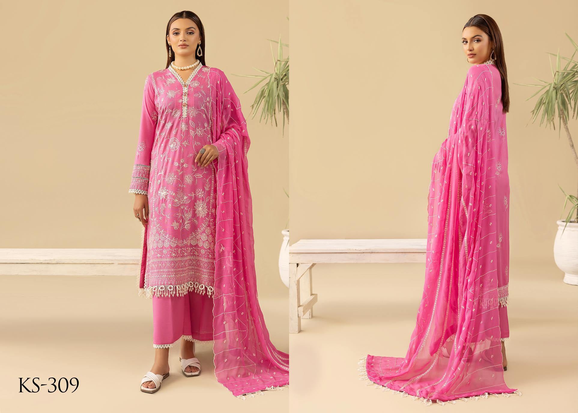 Shaamiyana Signature Karandi 3 Piece Suit (KS-309)