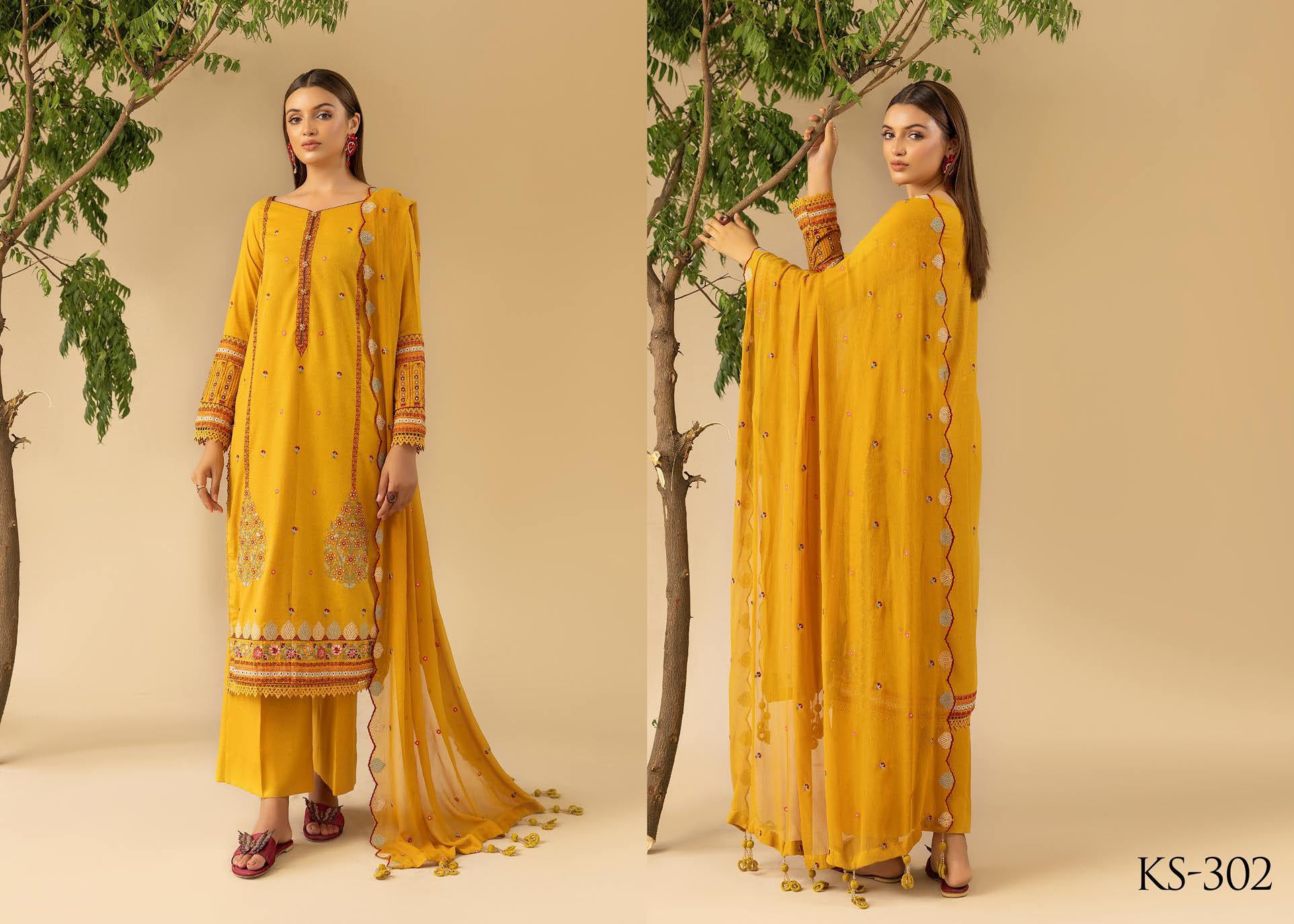 Shaamiyana Signature Karandi 3 Piece Suit (KS-302)