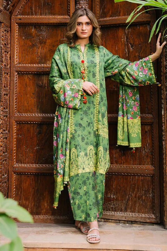 Fresh Green Floral Printed Lawn 3-Piece Suit | Summer Essentials 2025 by Khoobsurat