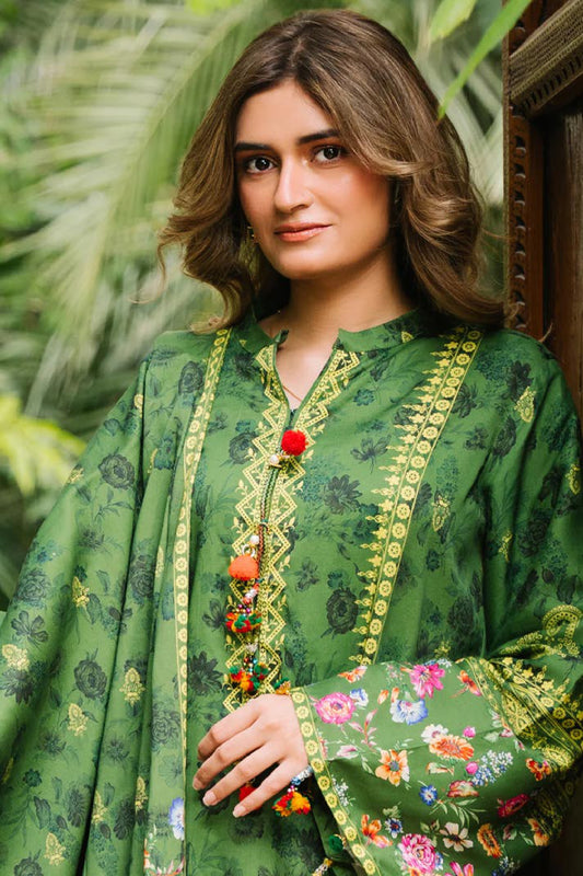 Fresh Green Floral Printed Lawn 3-Piece Suit | Summer Essentials 2025 by Khoobsurat